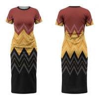 Kaokao Maori Tukutuku Inspired New Zealand Family Matching Short Sleeve Bodycon Dress and Hawaiian Shirt