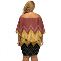 Kaokao Maori Tukutuku Inspired New Zealand Off Shoulder Short Dress