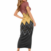 Kaokao Maori Tukutuku Inspired New Zealand Short Sleeve Bodycon Dress