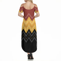 Kaokao Maori Tukutuku Inspired New Zealand Summer Maxi Dress