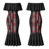 Roimata Toroa Maori Taniko Inspired New Zealand Couples Matching Mermaid Dress and Hawaiian Shirt