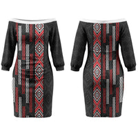 Roimata Toroa Maori Taniko Inspired New Zealand Family Matching Off The Shoulder Long Sleeve Dress and Hawaiian Shirt