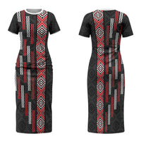 Roimata Toroa Maori Taniko Inspired New Zealand Family Matching Short Sleeve Bodycon Dress and Hawaiian Shirt