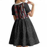Roimata Toroa Maori Taniko Inspired New Zealand Kid Short Sleeve Dress