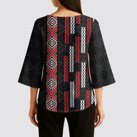 Roimata Toroa Maori Taniko Inspired New Zealand Kimono Sleeve Blouse