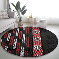 Roimata Toroa Maori Taniko Inspired New Zealand Round Carpet