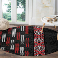 Roimata Toroa Maori Taniko Inspired New Zealand Round Carpet