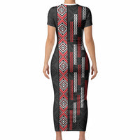 Roimata Toroa Maori Taniko Inspired New Zealand Short Sleeve Bodycon Dress