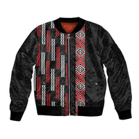 Roimata Toroa Maori Taniko Inspired New Zealand Sleeve Zip Bomber Jacket