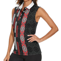 Roimata Toroa Maori Taniko Inspired New Zealand Women Sleeveless Polo Shirt