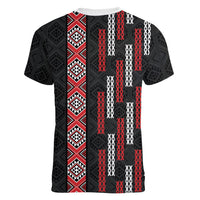 Roimata Toroa Maori Taniko Inspired New Zealand Women V-Neck T-Shirt