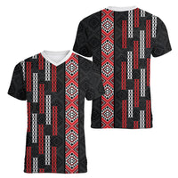 Roimata Toroa Maori Taniko Inspired New Zealand Women V-Neck T-Shirt