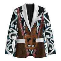 New Zealand Whakairo Blazer Tiki Maori Carving Taniko Motifs