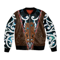 New Zealand Whakairo Bomber Jacket Tiki Maori Carving Taniko Motifs