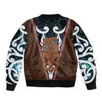 New Zealand Whakairo Bomber Jacket Tiki Maori Carving Taniko Motifs