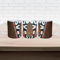 New Zealand Whakairo Ceramic Mug Tiki Maori Carving Taniko Motifs