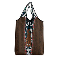 New Zealand Whakairo Grocery Bag Tiki Maori Carving Taniko Motifs