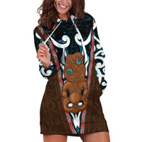 New Zealand Whakairo Hoodie Dress Tiki Maori Carving Taniko Motifs