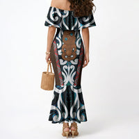 New Zealand Whakairo Mermaid Dress Tiki Maori Carving Taniko Motifs