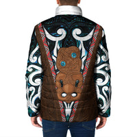New Zealand Whakairo Padded Jacket Tiki Maori Carving Taniko Motifs