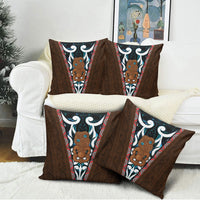 New Zealand Whakairo Pillow Cover Tiki Maori Carving Taniko Motifs
