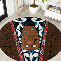 New Zealand Whakairo Round Carpet Tiki Maori Carving Taniko Motifs