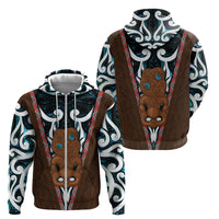 New Zealand Whakairo Zip Hoodie Tiki Maori Carving Taniko Motifs