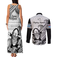 Fiji Tapa Rugby Couples Matching Tank Maxi Dress and Long Sleeve Button Shirts Flying Fijian 2023 World Cup With Dabbing Ball LT14 - Polynesian Pride