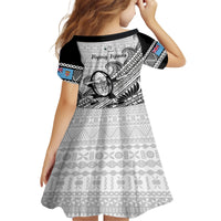 Fiji Tapa Rugby Kid Short Sleeve Dress Flying Fijian 2023 World Cup With Dabbing Ball LT14 - Polynesian Pride