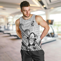 Fiji Tapa Rugby Men Tank Top Flying Fijian 2023 World Cup With Dabbing Ball LT14 - Polynesian Pride