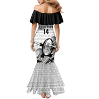 Custom Fiji Tapa Rugby Family Matching Mermaid Dress and Hawaiian Shirt Flying Fijian 2023 World Cup With Dabbing Ball LT14 - Polynesian Pride