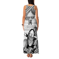 Custom Fiji Tapa Rugby Family Matching Tank Maxi Dress and Hawaiian Shirt Flying Fijian 2023 World Cup With Dabbing Ball LT14 - Polynesian Pride