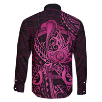 Polynesia Breast Cancer Awareness Family Matching Long Sleeve Bodycon Dress and Hawaiian Shirt No One Fights Alone Pink Ribbon With Butterfly LT14 - Polynesian Pride