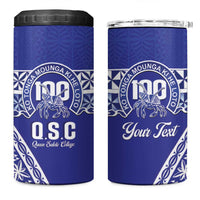 Personalised Queen Salote College 4 in 1 Can Cooler Tumbler Kolisi Fefine 100th Anniversary Kupesi Blue - Polynesian Pride