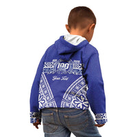 Personalised Queen Salote College Kid Hoodie Kolisi Fefine 100th Anniversary Kupesi Blue - Polynesian Pride