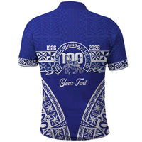 Personalised Queen Salote College Polo Shirt Kolisi Fefine 100th Anniversary Kupesi Blue - Polynesian Pride