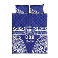 Personalised Queen Salote College Quilt Bed Set Kolisi Fefine 100th Anniversary Kupesi Blue - Polynesian Pride