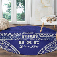 Personalised Queen Salote College Round Carpet Kolisi Fefine 100th Anniversary Kupesi Blue - Polynesian Pride