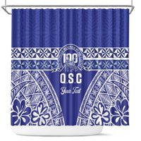 Personalised Queen Salote College Shower Curtain Kolisi Fefine 100th Anniversary Kupesi Blue - Polynesian Pride