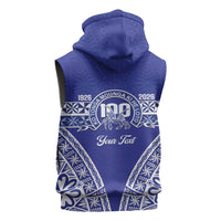 Personalised Queen Salote College Sleeveless Hoodie Kolisi Fefine 100th Anniversary Kupesi Blue - Polynesian Pride
