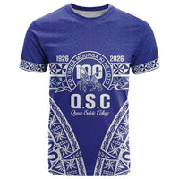Personalised Queen Salote College T Shirt Kolisi Fefine 100th Anniversary Kupesi Blue - Polynesian Pride