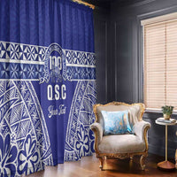 Personalised Queen Salote College Window Curtain Kolisi Fefine 100th Anniversary Kupesi Blue - Polynesian Pride