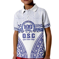 Personalised Queen Salote College Kid Polo Shirt Kolisi Fefine 100th Anniversary Kupesi White - Polynesian Pride