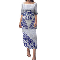 Personalised Queen Salote College Puletasi Kolisi Fefine 100th Anniversary Kupesi White - Polynesian Pride