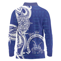 Personalised Queen Salote College Long Sleeve Polo Shirt QSC Est 1926 Ngatu Pattern - Polynesian Pride