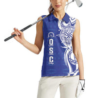 Personalised Queen Salote College Women Sleeveless Polo Shirt QSC Est 1926 Ngatu Pattern - Polynesian Pride