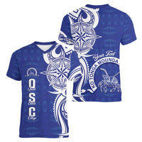Personalised Queen Salote College Women V-Neck T-Shirt QSC Est 1926 Ngatu Pattern - Polynesian Pride