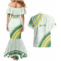 Personalised Samoa Ua Potopoto Couples Matching Mermaid Dress and Hawaiian Shirt SUP Est 2025 Samoan Pattern - Polynesian Pride