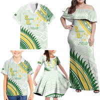 Personalised Samoa Ua Potopoto Family Matching Off Shoulder Maxi Dress and Hawaiian Shirt SUP Est 2025 Samoan Pattern - Polynesian Pride