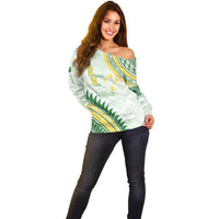 Personalised Samoa Ua Potopoto Off Shoulder Sweater SUP Est 2025 Samoan Pattern - Polynesian Pride